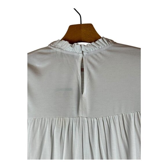 Boden Shirt Women 8 White Smocked Yoke Jersey Knit Top NWT Preppy Boho Cottage - Picture 5 of 15